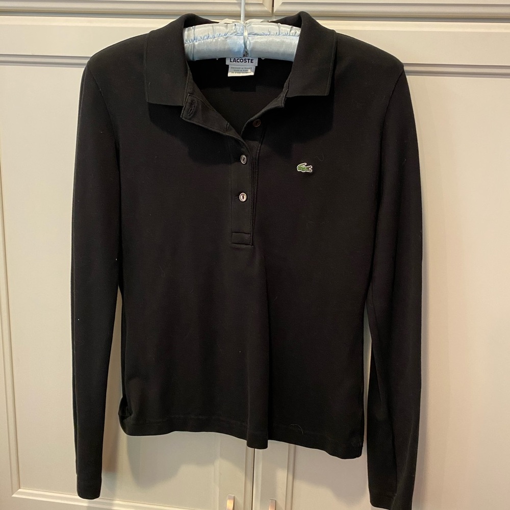 Lacoste black king sleeve polo